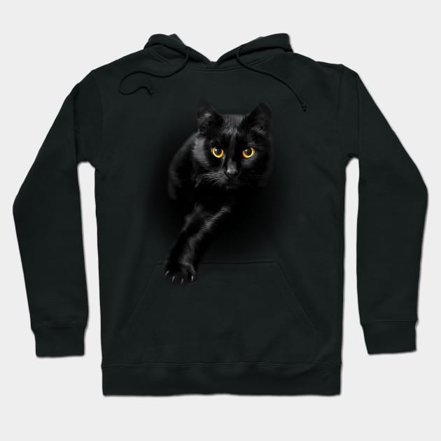 Black Cat Yellow Eyes Cats Hoodie by SnugFarm